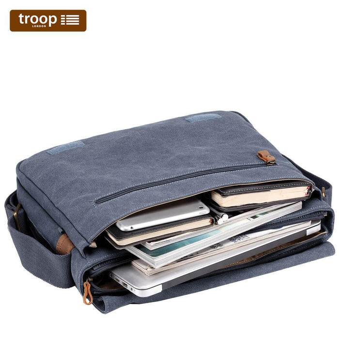 TRP0240 Troop London Classic Canvas Laptop Messenger Bag - 16.5 Diagonally-5