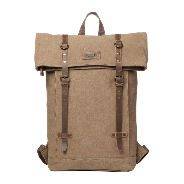 TRP0425 Troop London Heritage Canvas 15" Laptop Backpack, Smart Casual Daypack with Foldable Top-30