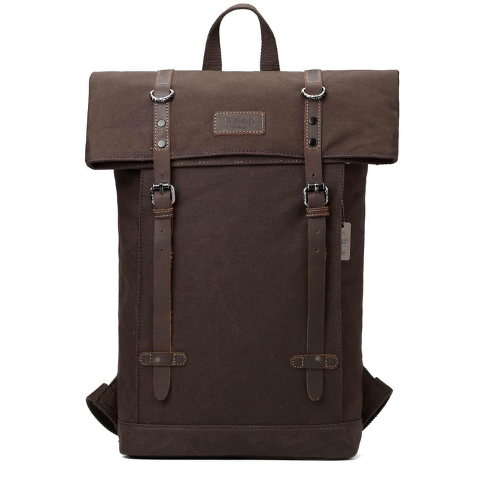 TRP0425 Troop London Heritage Canvas 15" Laptop Backpack, Smart Casual Daypack with Foldable Top-12