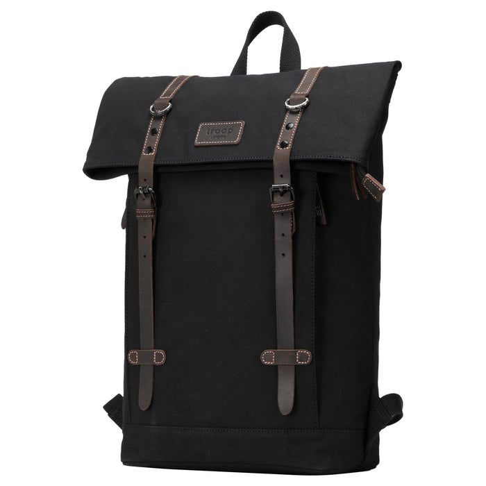 TRP0425 Troop London Heritage Canvas 15" Laptop Backpack, Smart Casual Daypack with Foldable Top-35