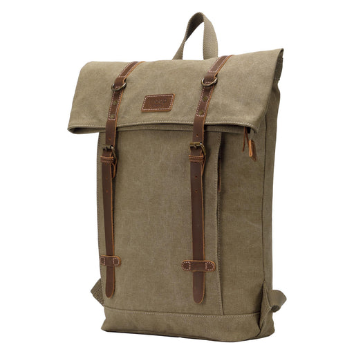 TRP0425 Troop London Heritage Canvas 15" Laptop Backpack, Smart Casual Daypack with Foldable Top-45