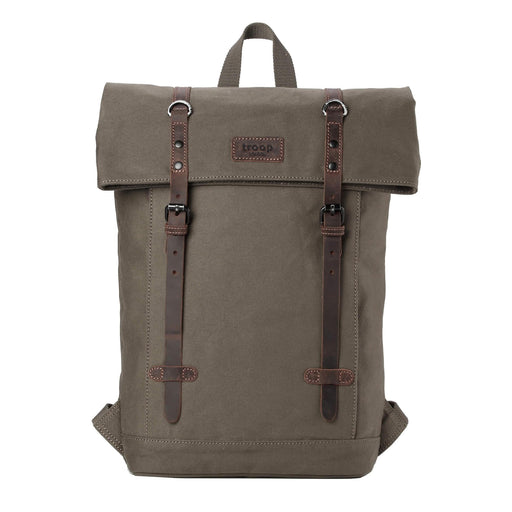 TRP0425 Troop London Heritage Canvas 15" Laptop Backpack, Smart Casual Daypack with Foldable Top-0