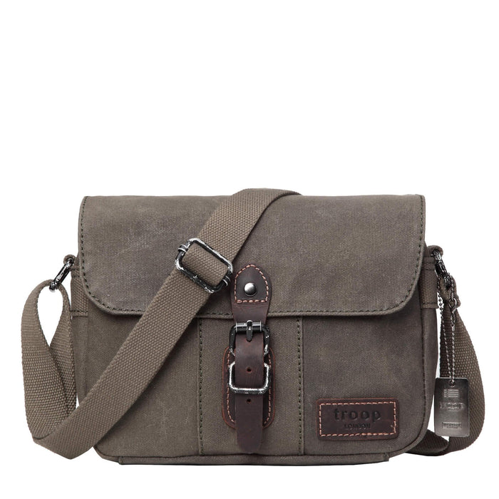TRP0440 Troop London Heritage Canvas Leather Across body Bag, Small Travel Bag-18