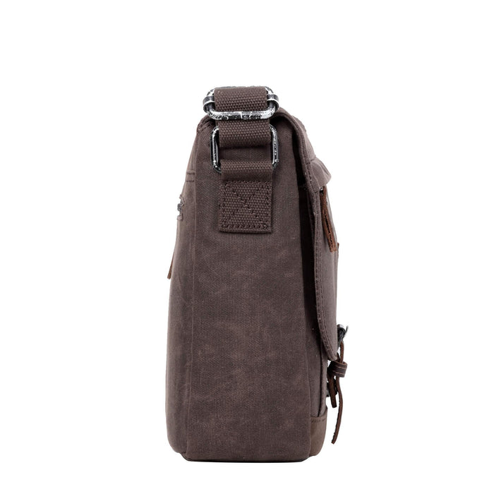 TRP0443 Troop London Heritage Canvas Leather Messenger Bag, Travel Bag, Tablet Friendly-8