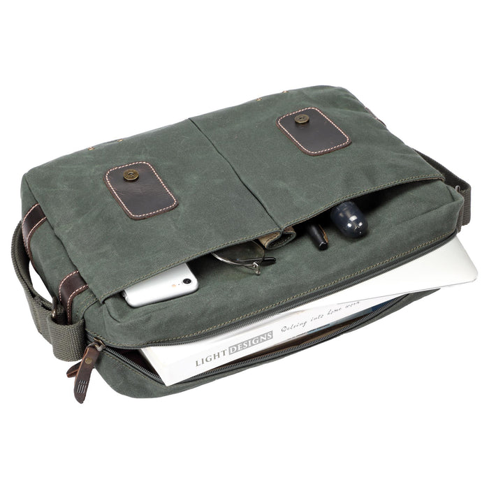 TRP0548 Troop London Heritage Canvas Messenger Bag, Shoulder Bag, 13” Laptop Bag-9