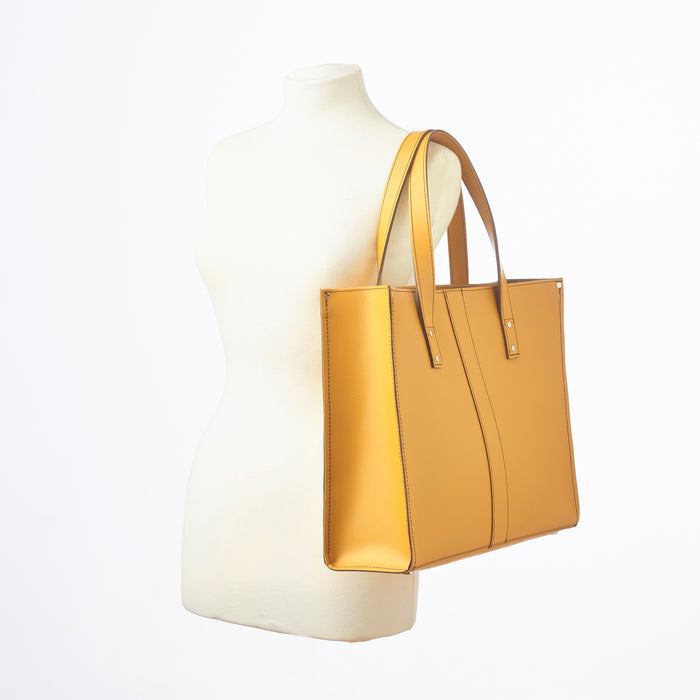 Handmade Leather Shopper - Yellow Ochre-3