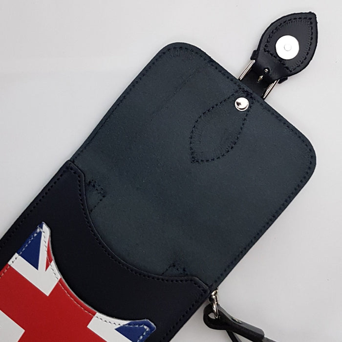 Handmade Leather Mobile Phone Pouch Plus - Union Jack - Navy Blue-2