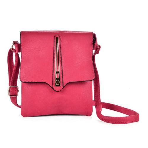 VK5267 Fushia - Metal Lock Decoration Cross Body Bag-0