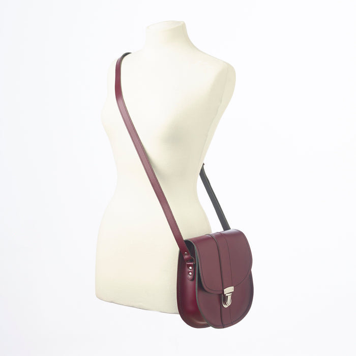 Handmade Leather Pushlock Saddle Bag - Marsala Red-3