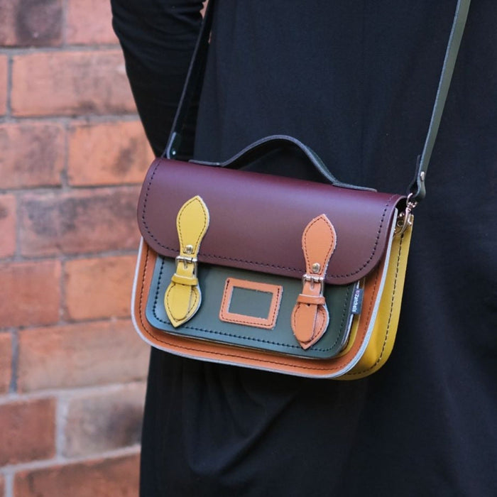 Leather Midi Satchel - Autumnal Kaleidoscope-3