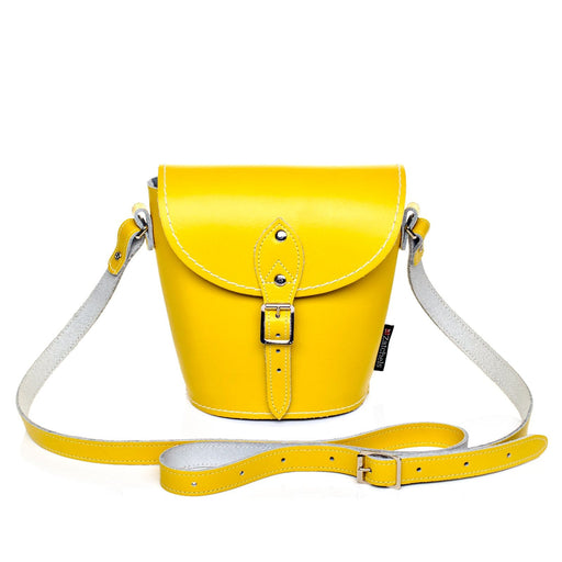 Handmade Leather Barrel Bag - Pastel Daffodil Yellow-0