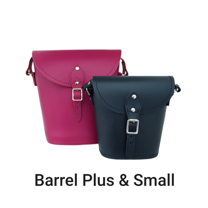 Handmade Leather Barrel Bag - Pastel Baby Blue-3
