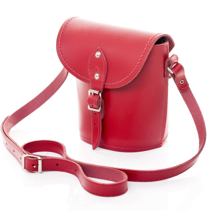 Handmade Leather Barrel Bag - Red-1
