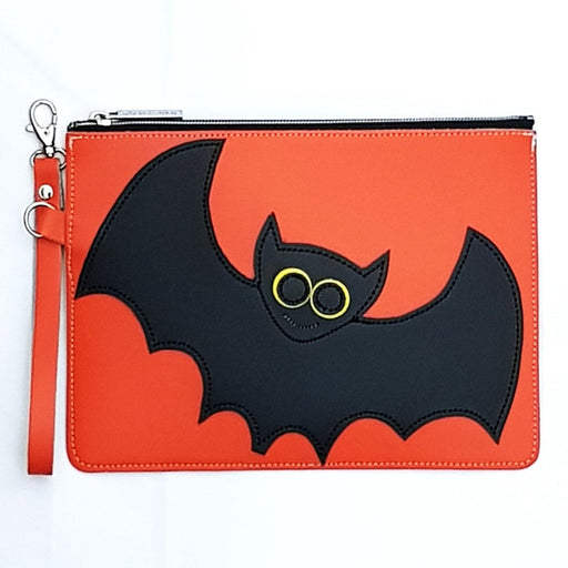 Handmade Leather Folio Case - Halloween Bat - Orange-0