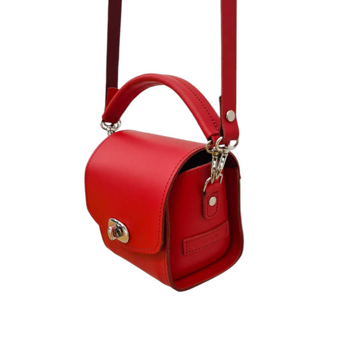 Bauble Handmade Leather Handbag - Love Hearts - Pillar Box Red-1