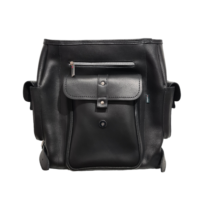 Men's Leather Tannery Backpack - Black-5