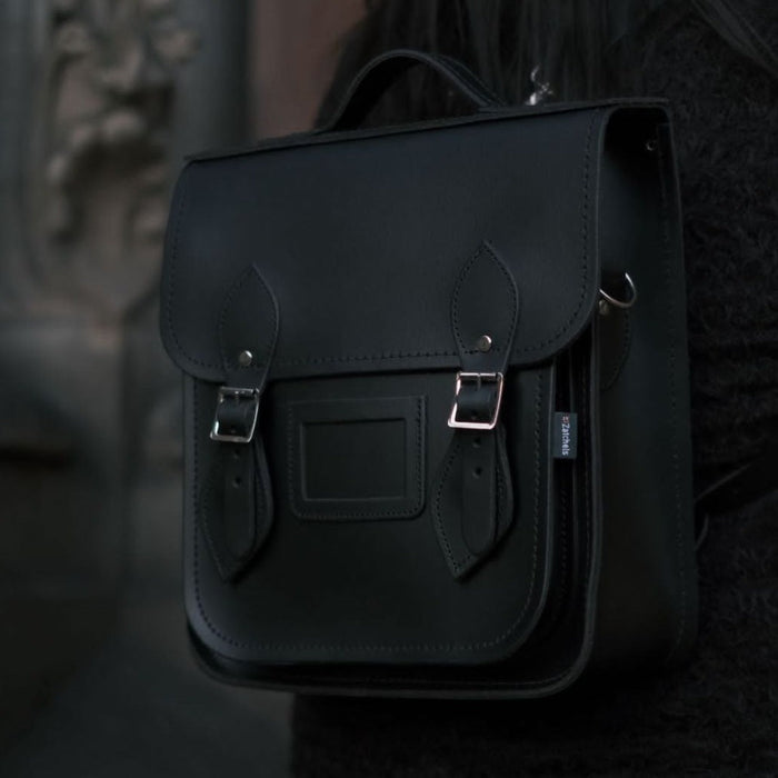 Handmade Leather City Backpack - Black-4