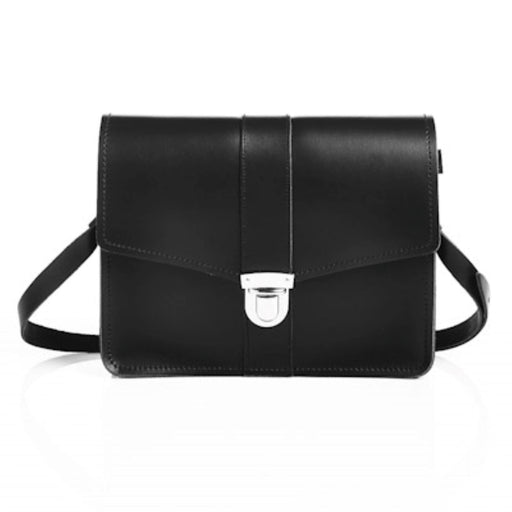 Leather Shoulder Bag - Black-0