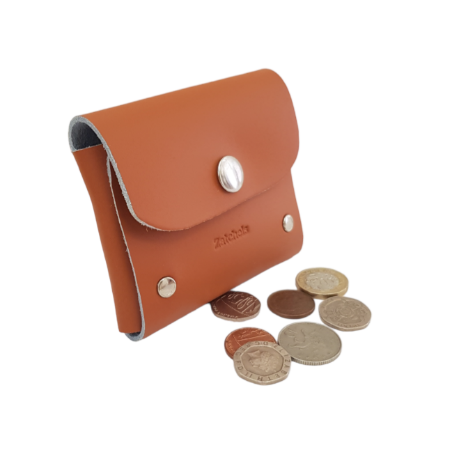 Handmade Leather Simple Coin Purse - Burnt Orange-1