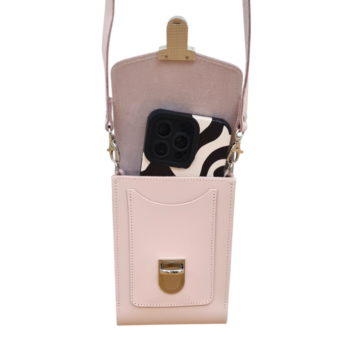 Leather Push Lock Crossbody Phone Case - Cherry Blossom-1