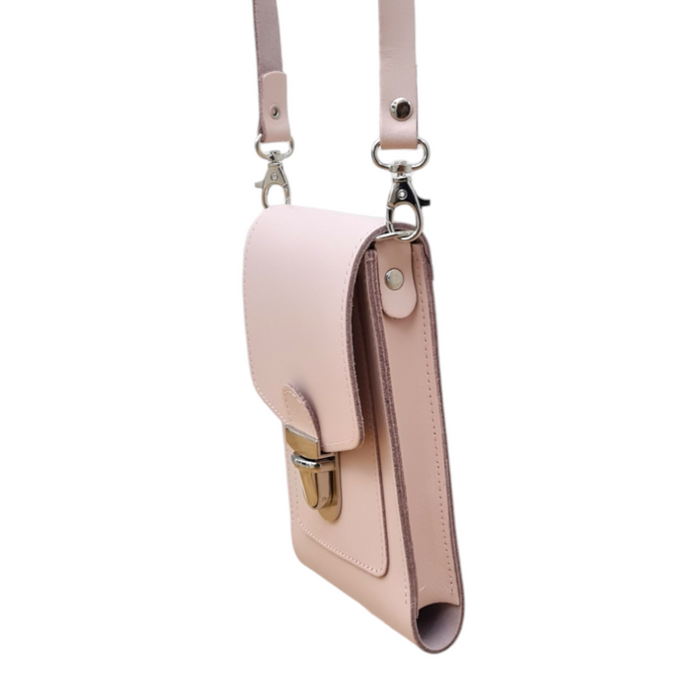 Leather Push Lock Crossbody Phone Case - Cherry Blossom-3