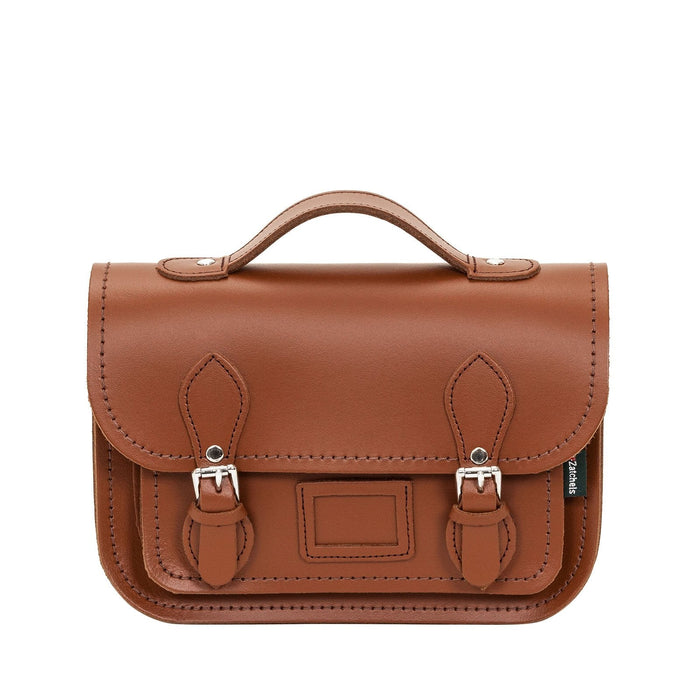 Leather Midi Satchel - Chestnut-0