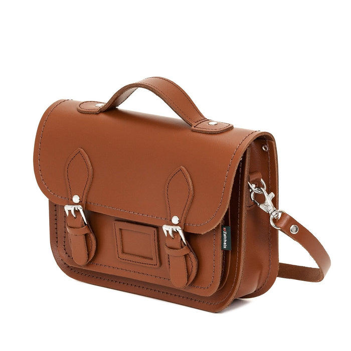 Leather Midi Satchel - Chestnut-1