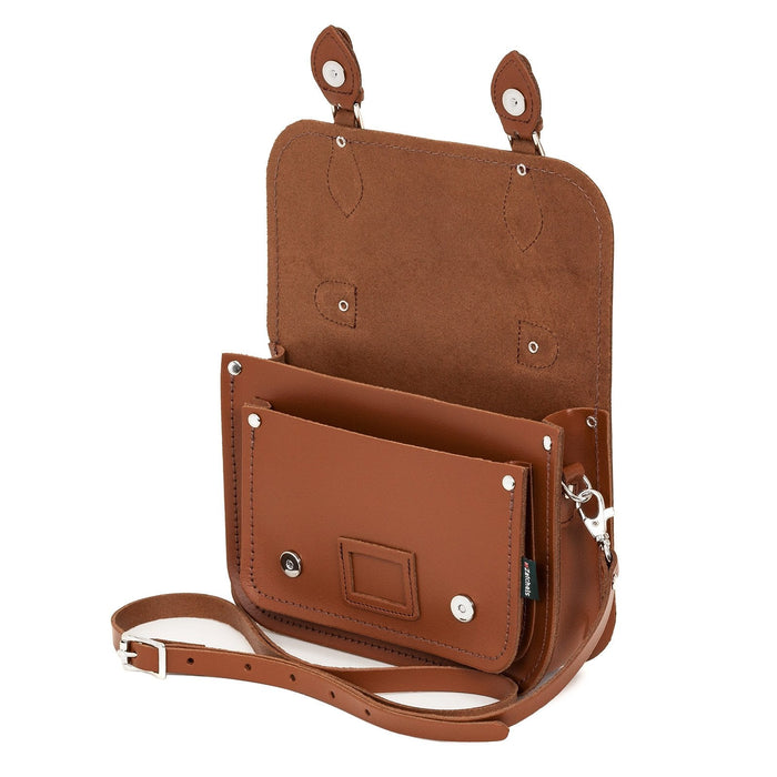 Leather Midi Satchel - Chestnut-2