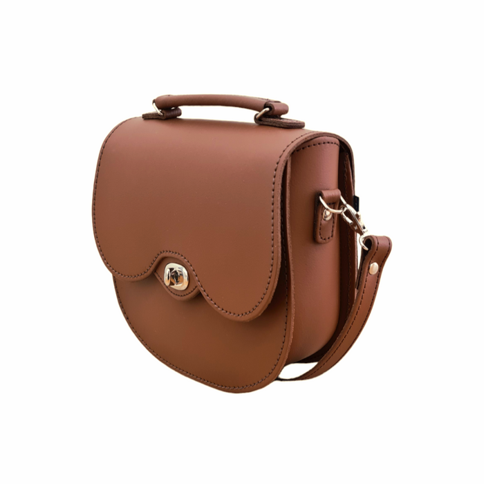 Handmade Leather Twist Lock Saddle Bag - Chestnut-1