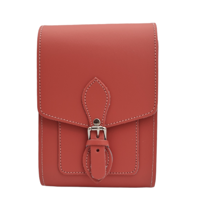 Handmade Leather Festival Phone Bag - Coral-1