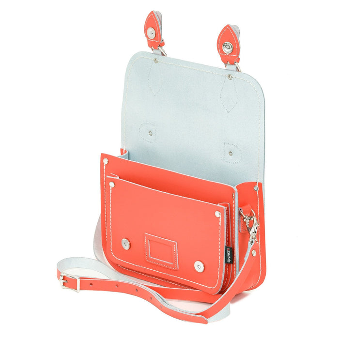 Leather Midi Satchel - Coral-2