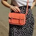 Leather Midi Satchel - Coral-3