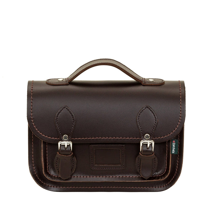 Leather Midi Satchel - Dark Brown-0