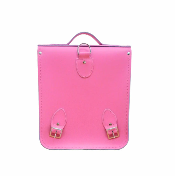 Handmade Leather City Backpack - Hot Fuchsia-2