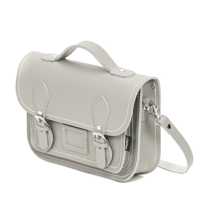 Leather Midi Satchel - Ghost Grey-1