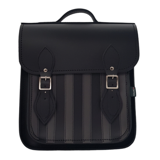 Handmade Leather City Backpack - Gothic Striped Grey & Black-0