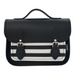 Leather Midi Satchel - Gothic Striped White & Black-0