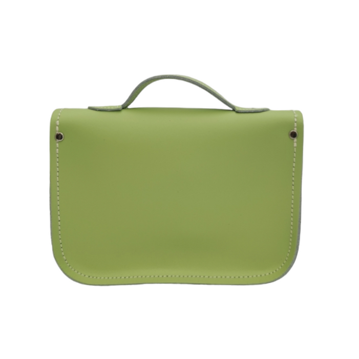 Leather Midi Satchel - Grass Green-2