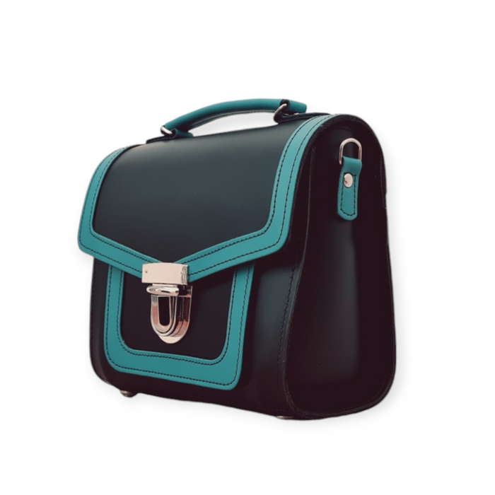 Harmony Handmade Leather Sugarcube Plus Handbag - Teal-4