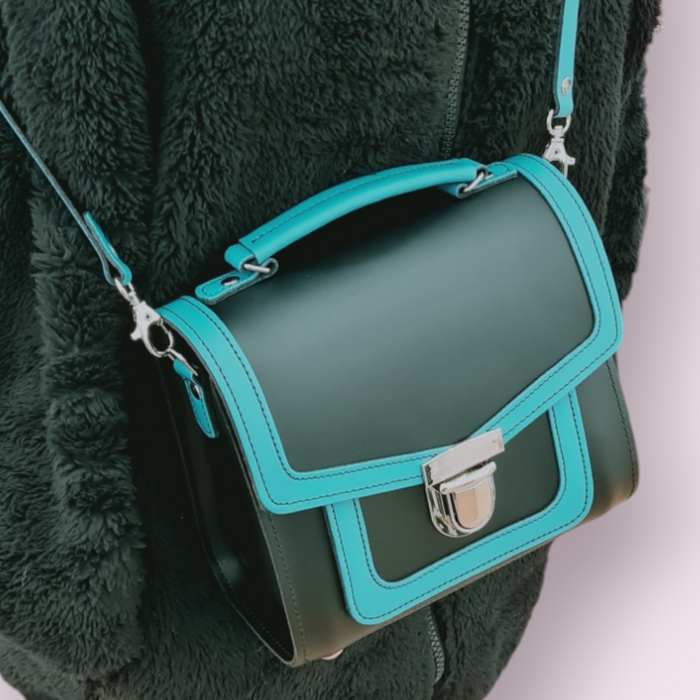 Harmony Handmade Leather Sugarcube Plus Handbag - Teal-2