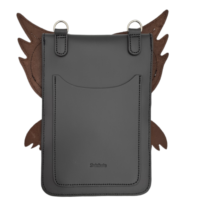Handmade Leather Mobile Phone Pouch Plus - Hoot Owl - Graphite-2