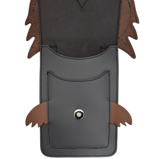 Handmade Leather Mobile Phone Pouch Plus - Hoot Owl - Graphite-3