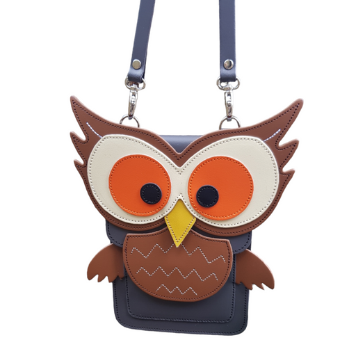 Handmade Leather Mobile Phone Pouch Plus - Hoot Owl - Graphite-0