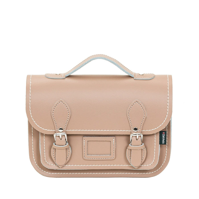 Leather Midi Satchel - Iced Coffee-0