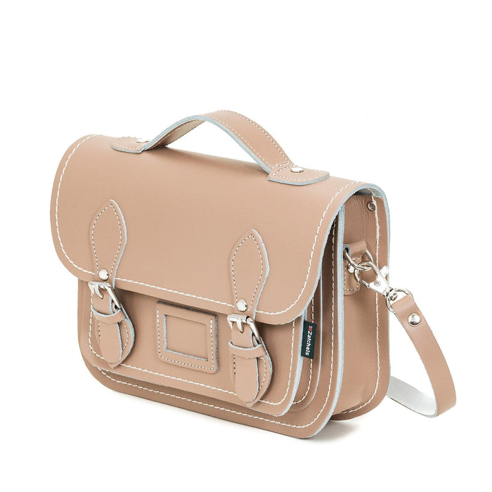 Leather Midi Satchel - Iced Coffee-1