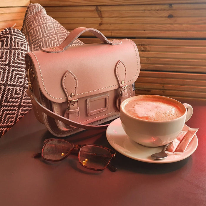 Leather Midi Satchel - Iced Coffee-3