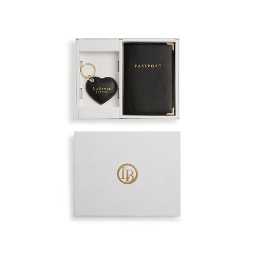 Ash Black Passport holder & Key chain Gift Box-0