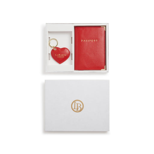 Ash Red Passport holder & Key chain Gift Box-0