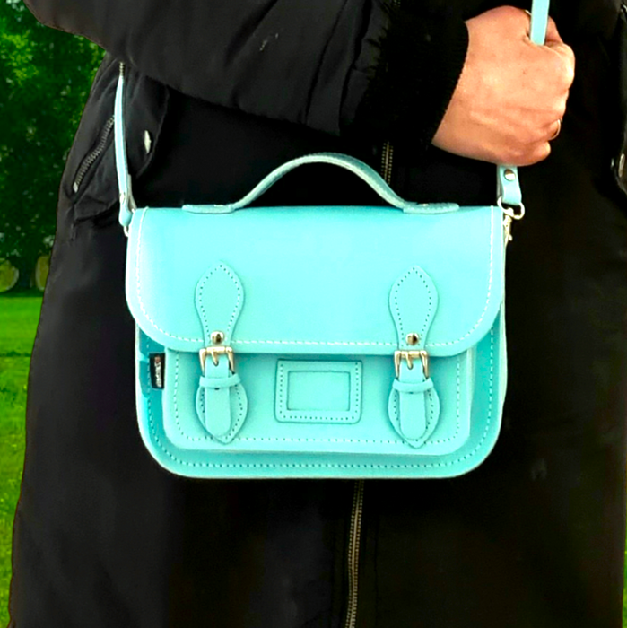 Leather Midi Satchel - Limpet - Shell Blue - Love Thy Bargains