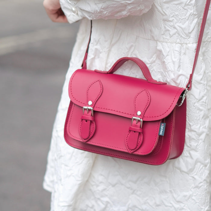 Handmade Leather Micro Satchel - Magenta-4